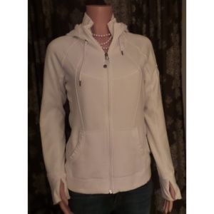 Athleta White Hoodie Athletic Full Zip Jacket Sz L